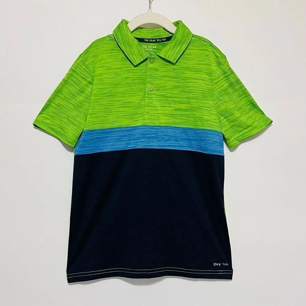 Tek Gear Blue And Green Polo Shirt Boys Size M (10-12)